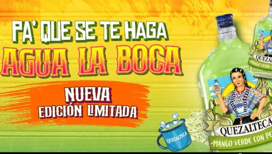 banner publicitario que muestra un envase de quezalteca mango verde con pepita